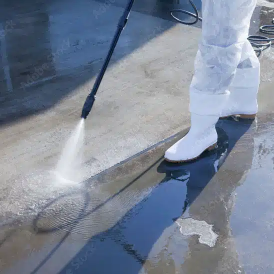 an expert cleaning the floor